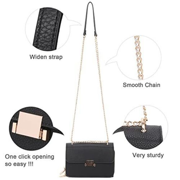 Stylish Square Strap Bags For Chain Strap Crossbody Satchel Medium Textured - Picture 7 of 9